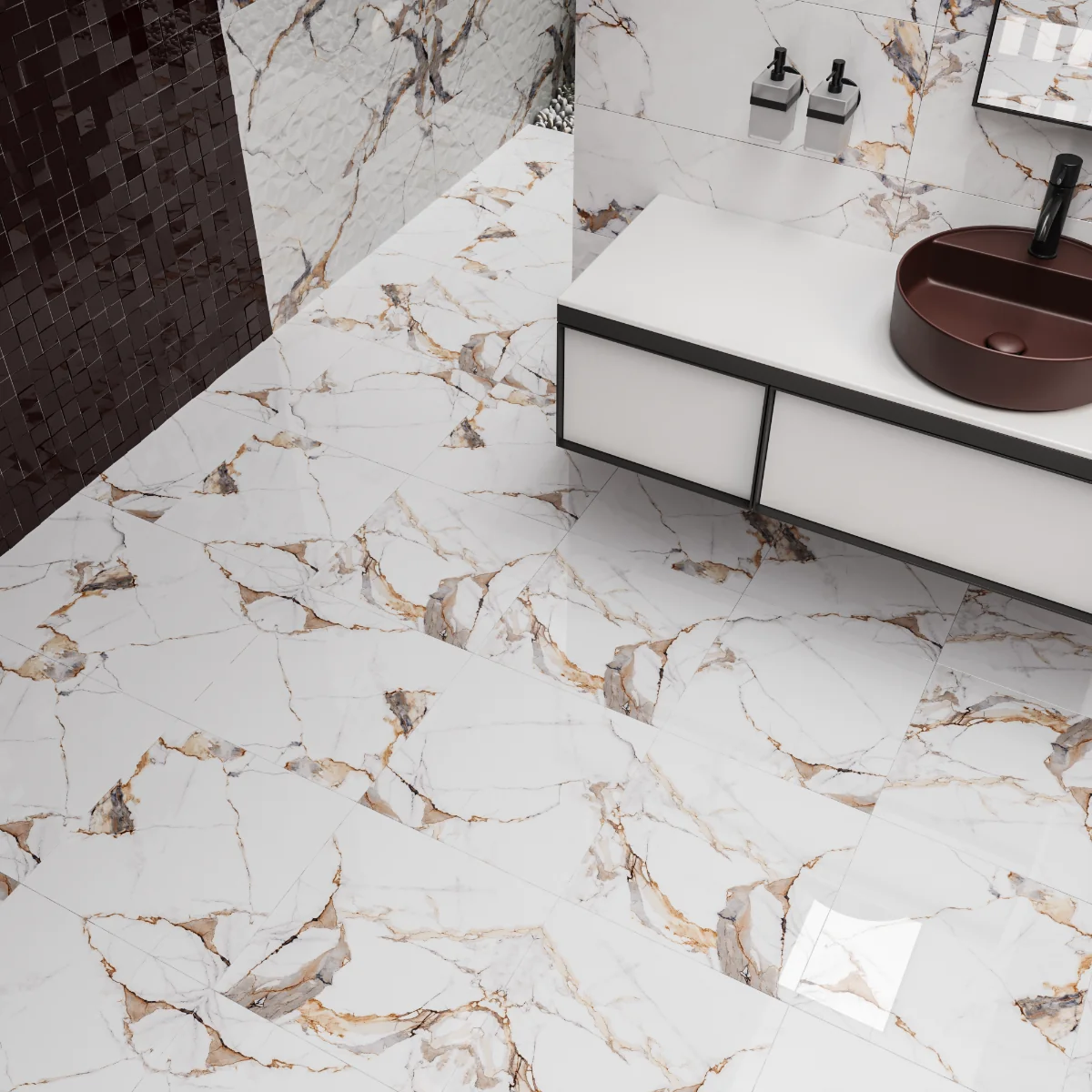 Gresie Interior Rectificata Helios 45 x 45 cm Lucioasa Tip Marmura