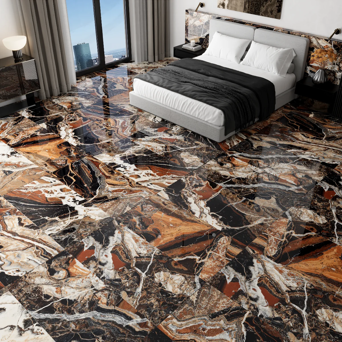 Gresie Exterior / Interior Portelanata Ignite Natural 60 x 120 cm Lucioasa Rectificata Tip Marmura