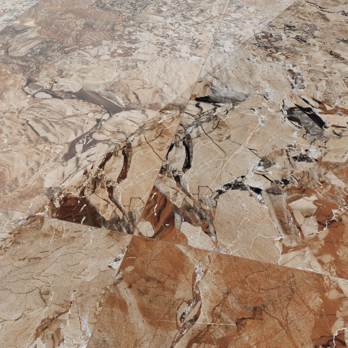 Gresie Exterior / Interior Portelanata Amstorm Brown 60 x 120 Cm Lucioasa Rectificata Tip Marmura