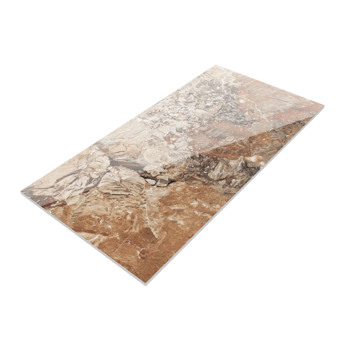 Gresie Exterior / Interior Portelanata Amstorm Brown 60 x 120 Cm Lucioasa Rectificata Tip Marmura