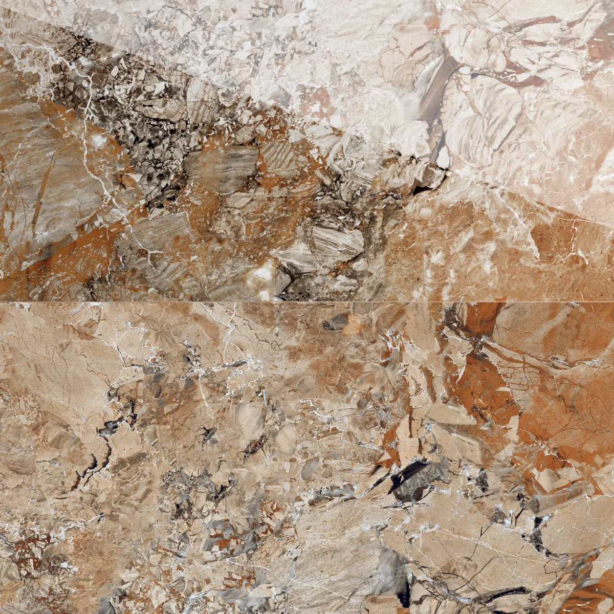 Gresie Exterior / Interior Portelanata Amstorm Brown 60 x 120 Cm Lucioasa Rectificata Tip Marmura