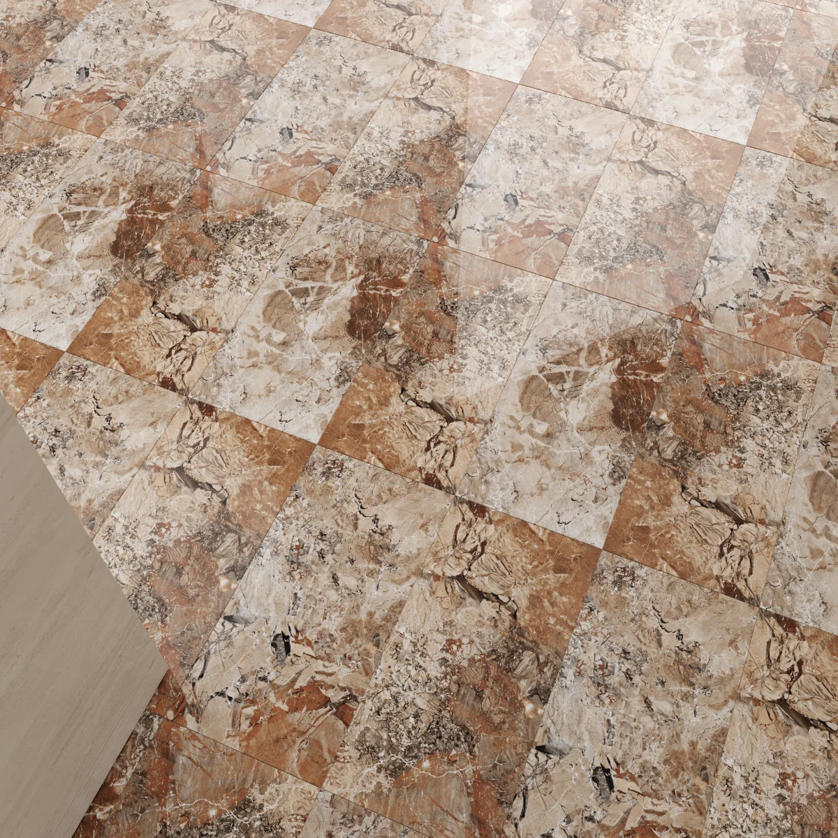 Gresie Exterior / Interior Portelanata Amstorm Brown 60 x 120 Cm Lucioasa Rectificata Tip Marmura