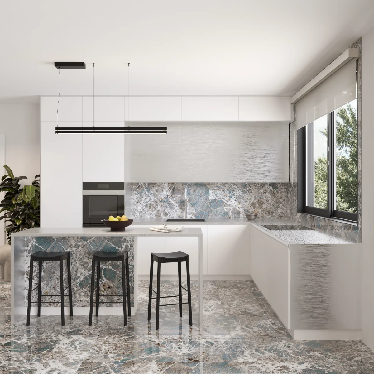 Gresie Exterior / Interior Portelanata Amazonite 60 x 120 cm Lucioasa Rectificata Tip Marmura