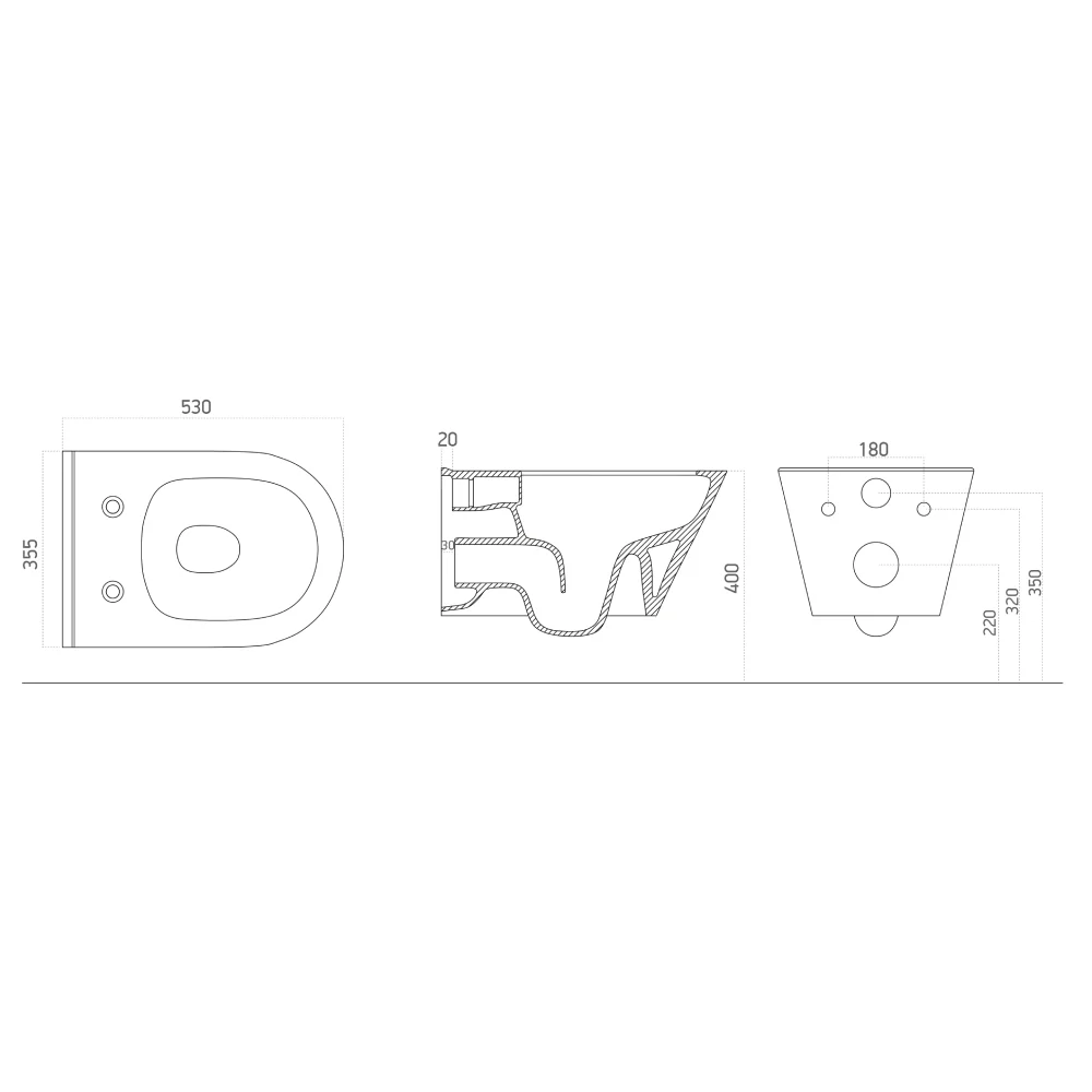 Vas WC Suspendat Rimless Celesta Ava 53 x 35.5 cm Ceramica Alb