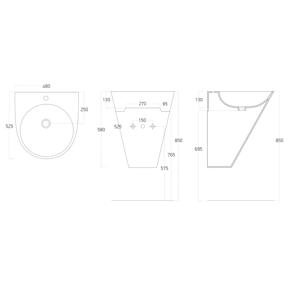 Lavoar Baie Suspendat Celesta Egea 52.5 x 48 x 58 cm Alb Mat