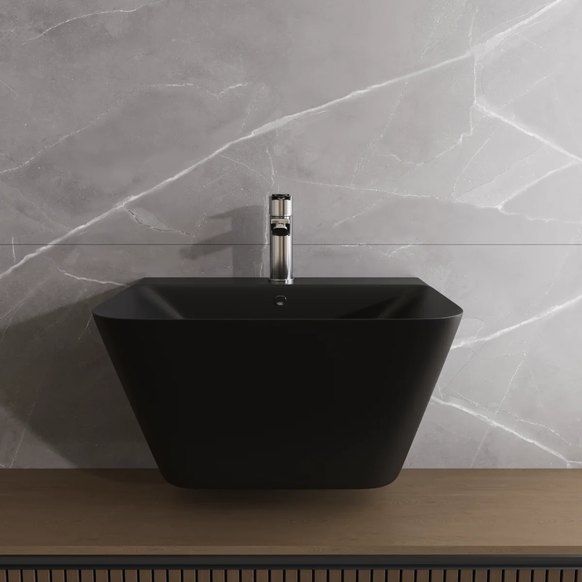 Lavoar Baie Suspendat Celesta Coral 55x35x45 Cm Negru Mat