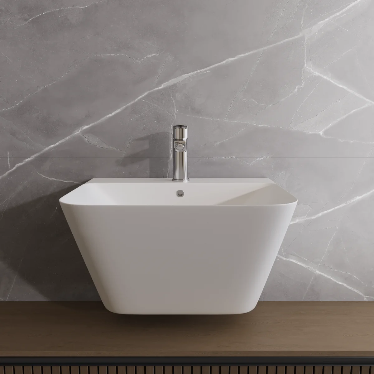 Lavoar Baie Suspendat Celesta Coral 55x35x45 cm Alb Mat