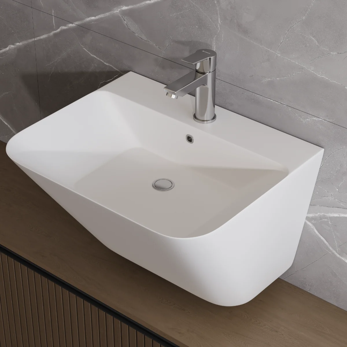 Lavoar Baie Suspendat Celesta Coral 55x35x45 cm Alb Mat