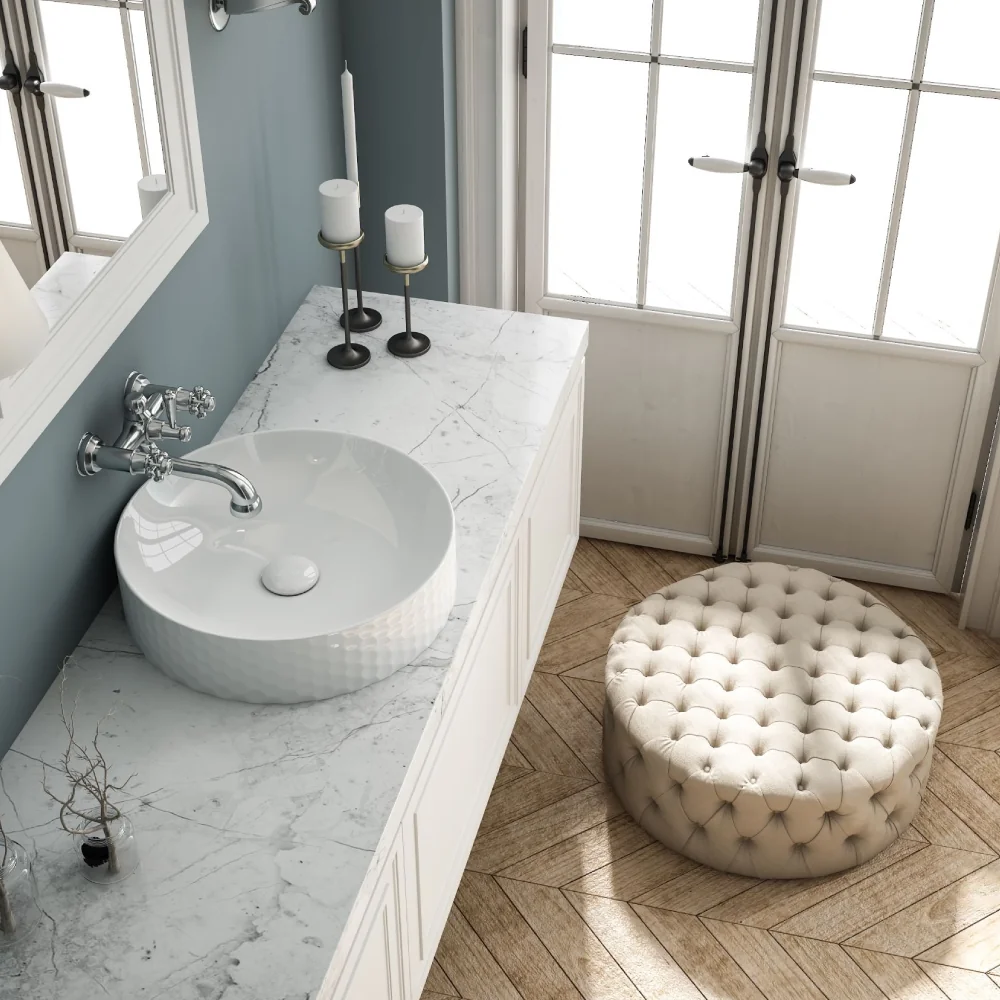 Lavoar Baie Pe Blat Celesta Siena 44 x 44 x 10.5 cm Ceramica Alb