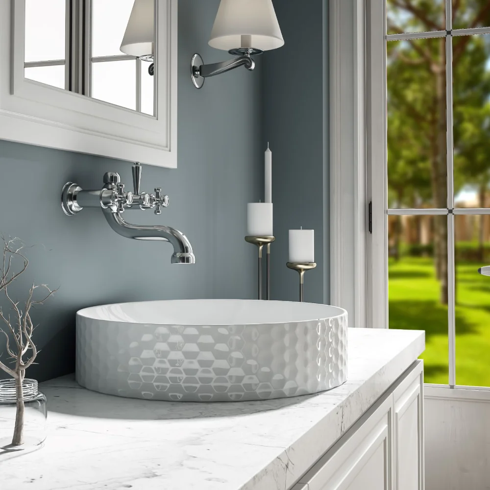 Lavoar Baie Pe Blat Celesta Siena 44 x 44 x 10.5 cm Ceramica Alb