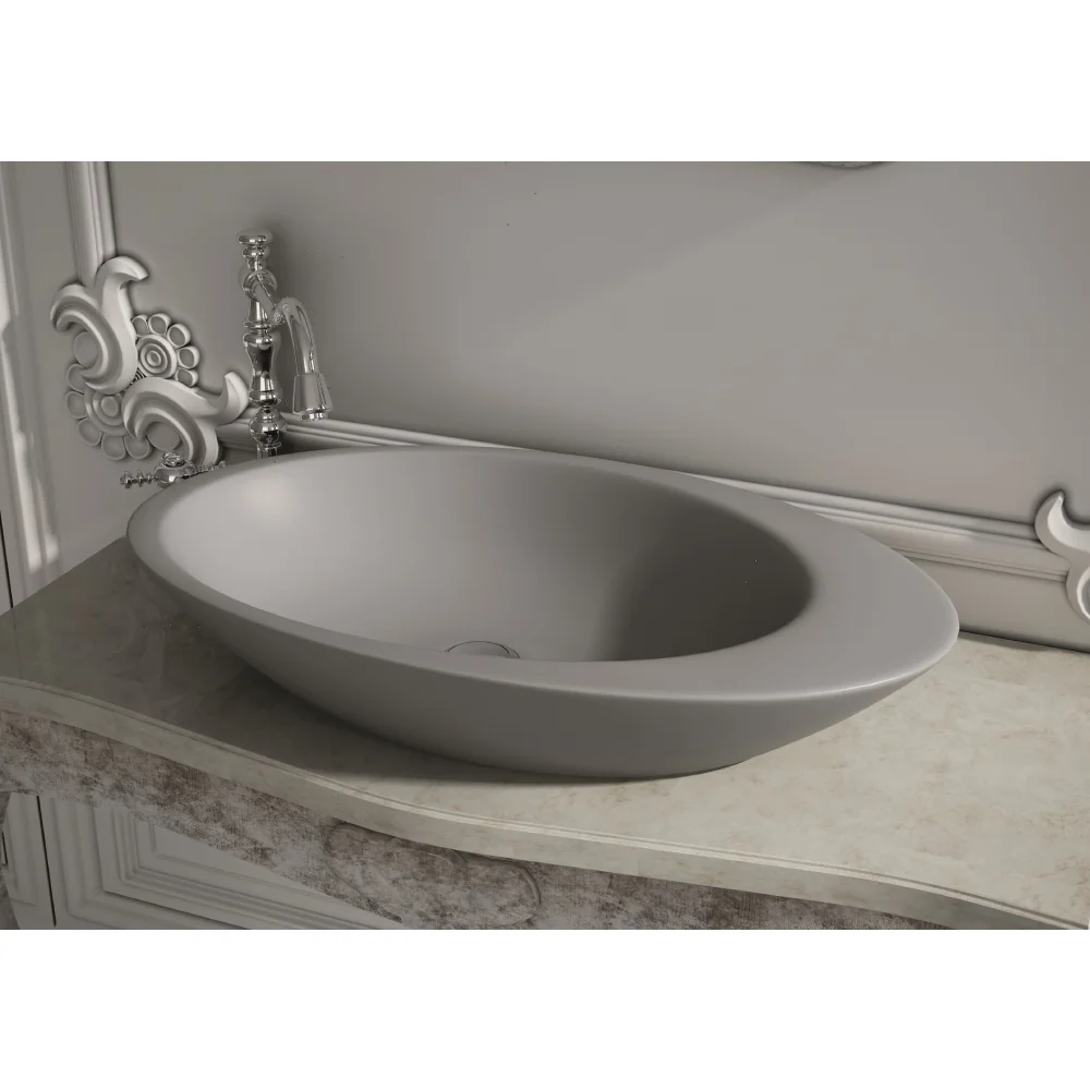 Lavoar Baie Pe Blat Celesta Ellipse 74 x 42 x 12 cm Ceramica Antracit