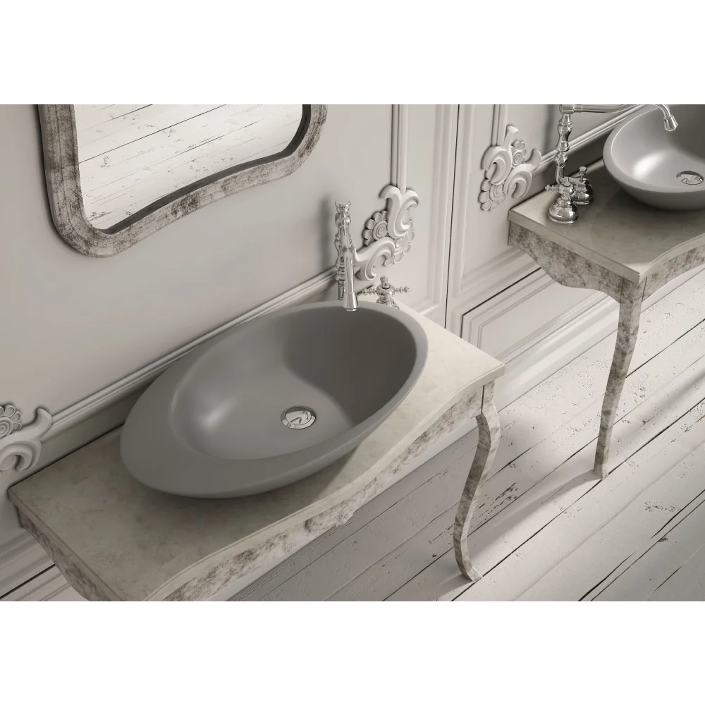 Lavoar Baie Pe Blat Celesta Ellipse 74 x 42 x 12 cm Ceramica Antracit