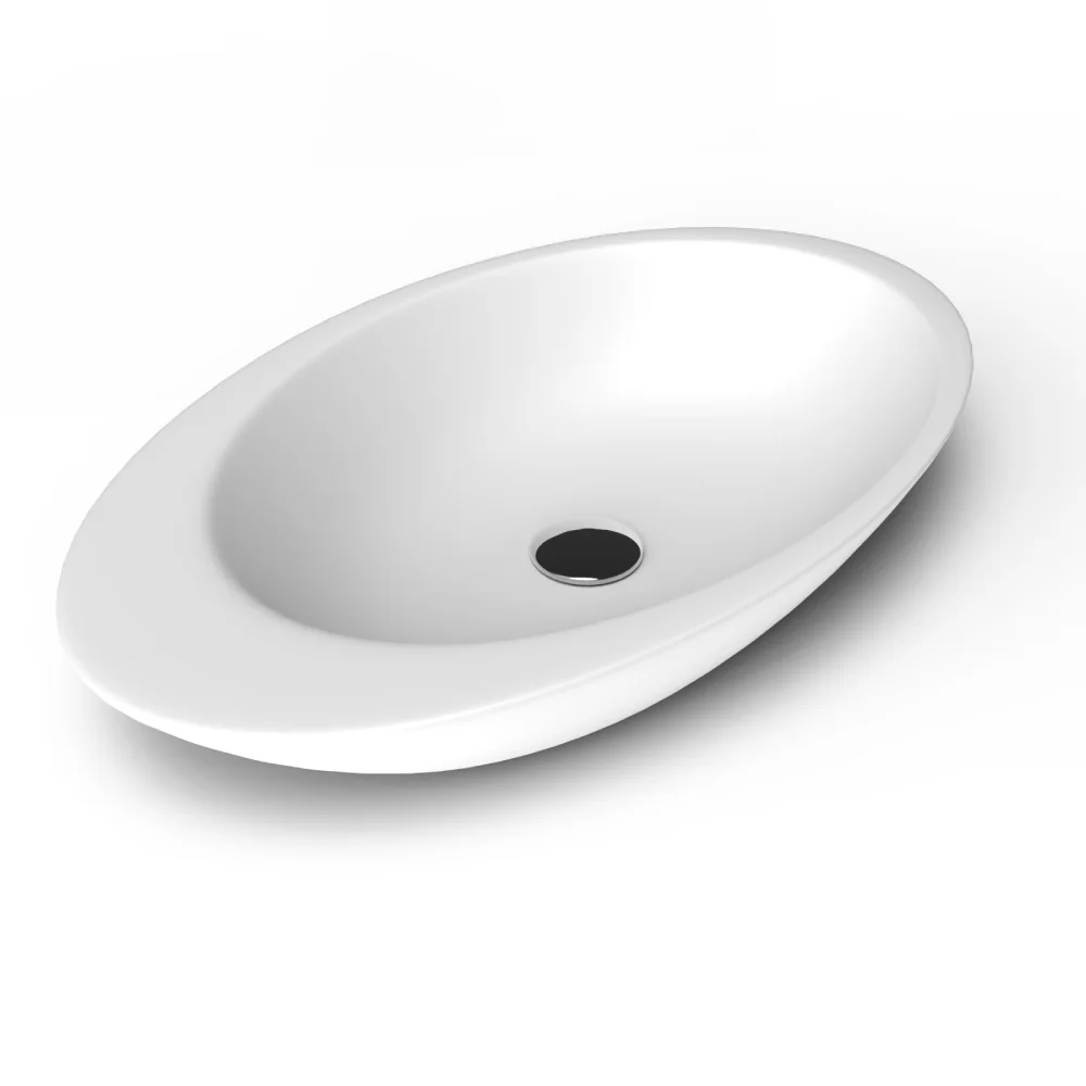 Lavoar Baie Pe Blat Celesta Ellipse 74 x 42 x 12 cm Ceramica Alb Mat