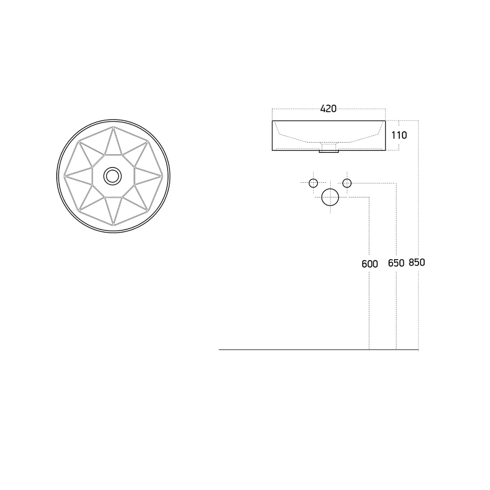 Lavoar Baie Pe Blat Celesta Emerald 42 x 42 x 11 cm Ceramica Bleu