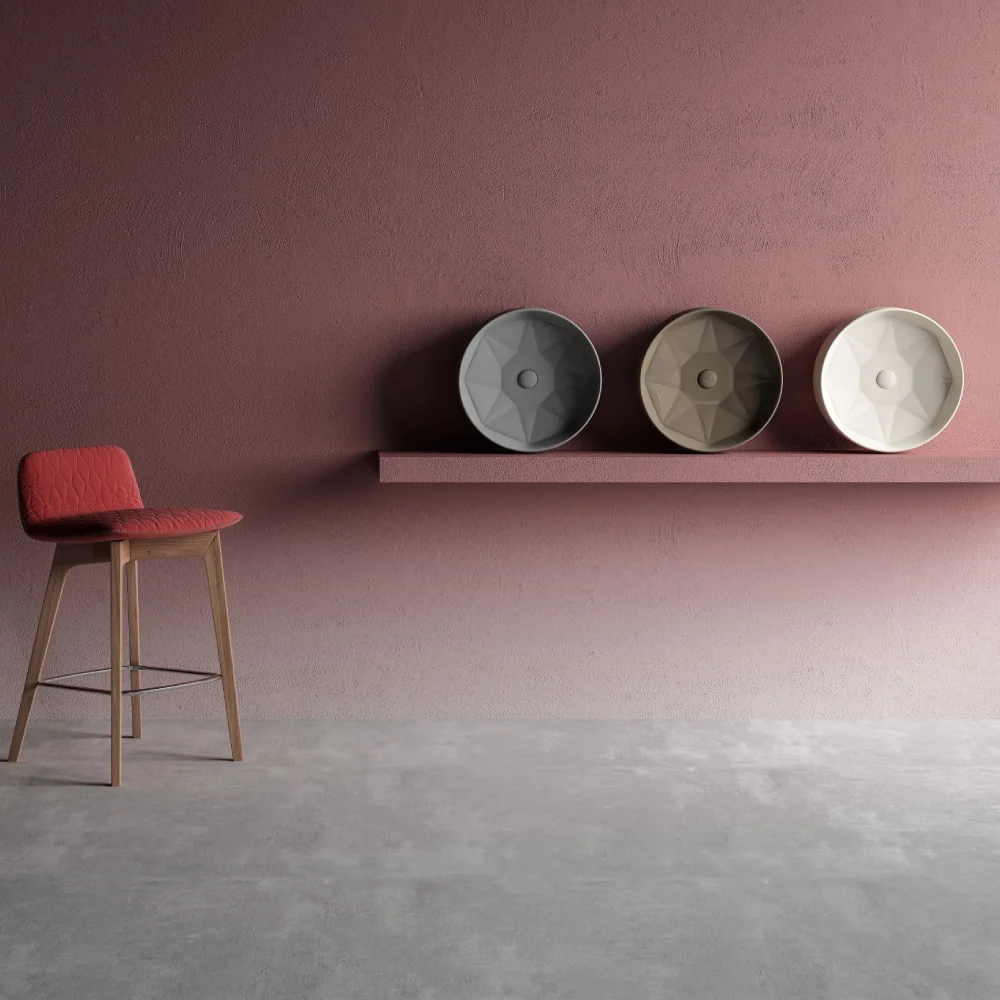 Lavoar Baie Pe Blat Celesta Emerald 42 x 42 x 11 cm Ceramica Antracit