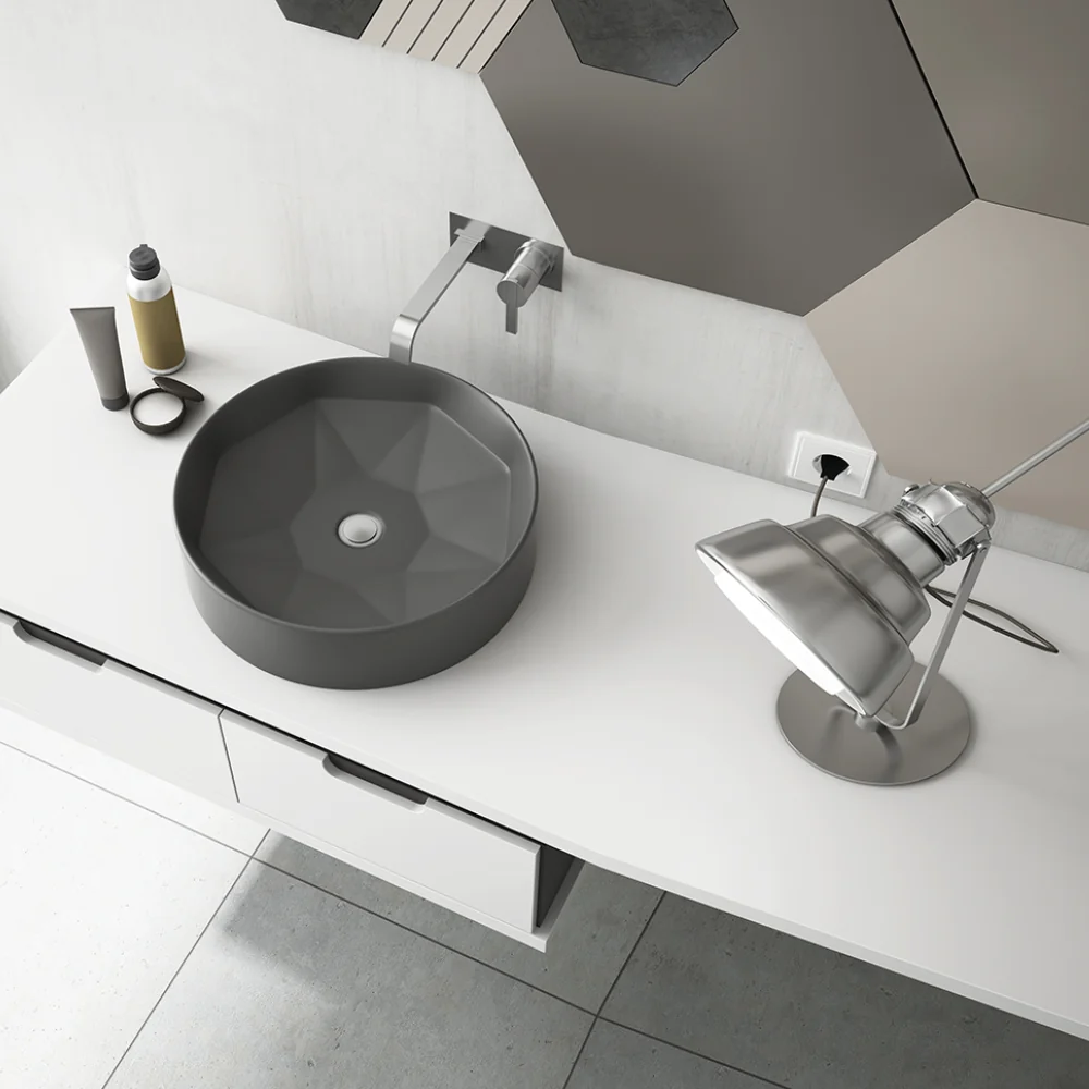 Lavoar Baie Pe Blat Celesta Emerald 42 x 42 x 11 cm Ceramica Antracit