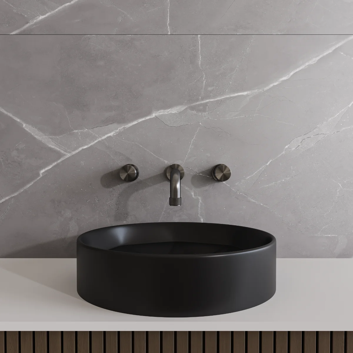 Lavoar Baie Pe Blat Celesta Emerald 42 x 42 x 11 cm Ceramica Negru Mat