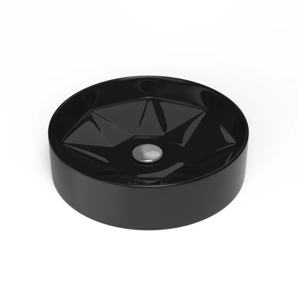 Lavoar Baie Pe Blat Celesta Emerald 42 x 42 x 11 cm Ceramica Negru Lucios