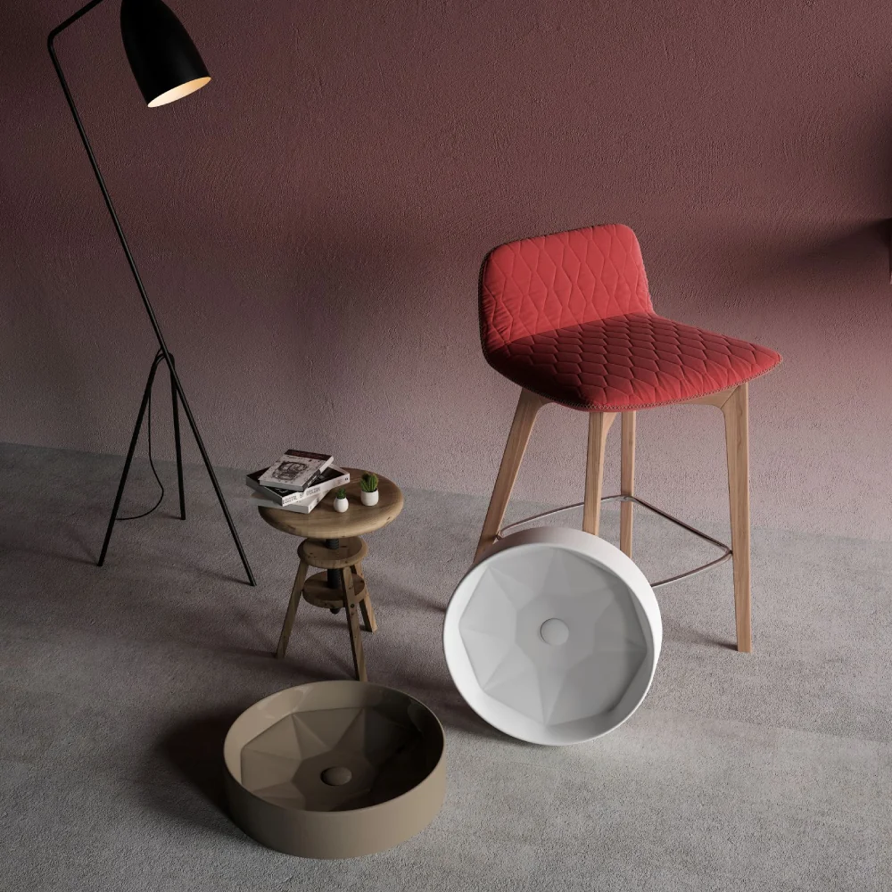 Lavoar Baie Pe Blat Celesta Emerald 42 x 42 x 11 cm Ceramica Alb Mat