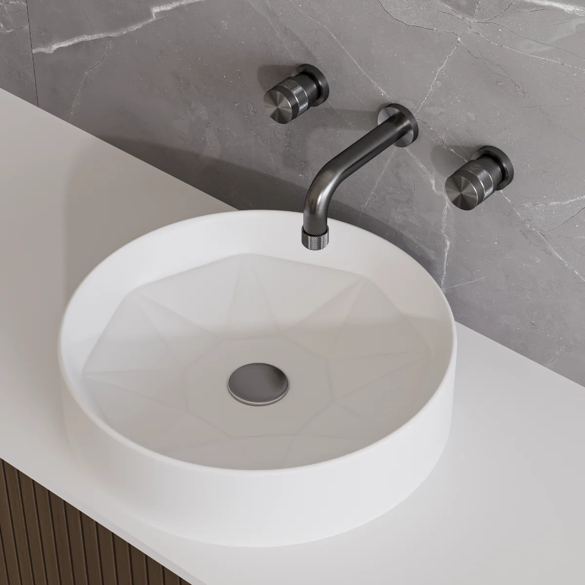 Lavoar Baie Pe Blat Celesta Emerald 42 x 42 x 11 cm Ceramica Alb Mat