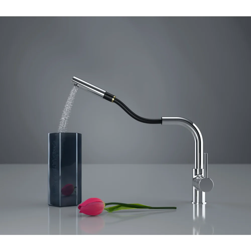 Baterie Bucatarie Celesta Cosmo 1010000 Monocomanda Pipa Extractibila Perlator Cu Doua Functii Cromat