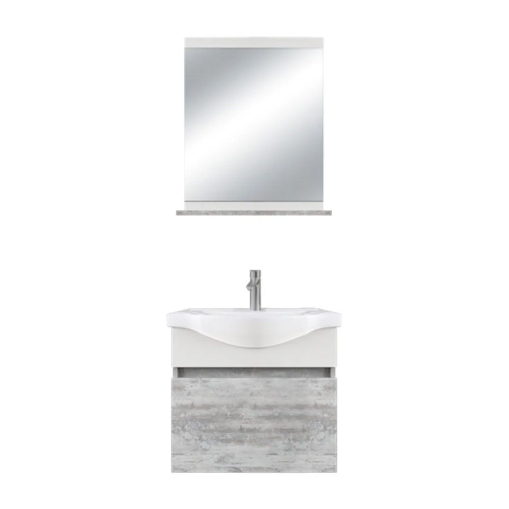 Set Mobilier Baie Selcuk Suspendat 3 Piese Gri Deschis 65 cm