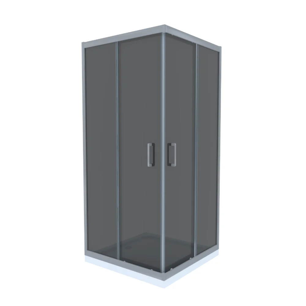 Cabina De Dus Simpla Celesta Titan Patrata Sticla Fumurie 6 mm 80 x 80 x 190 cm Profil Crom