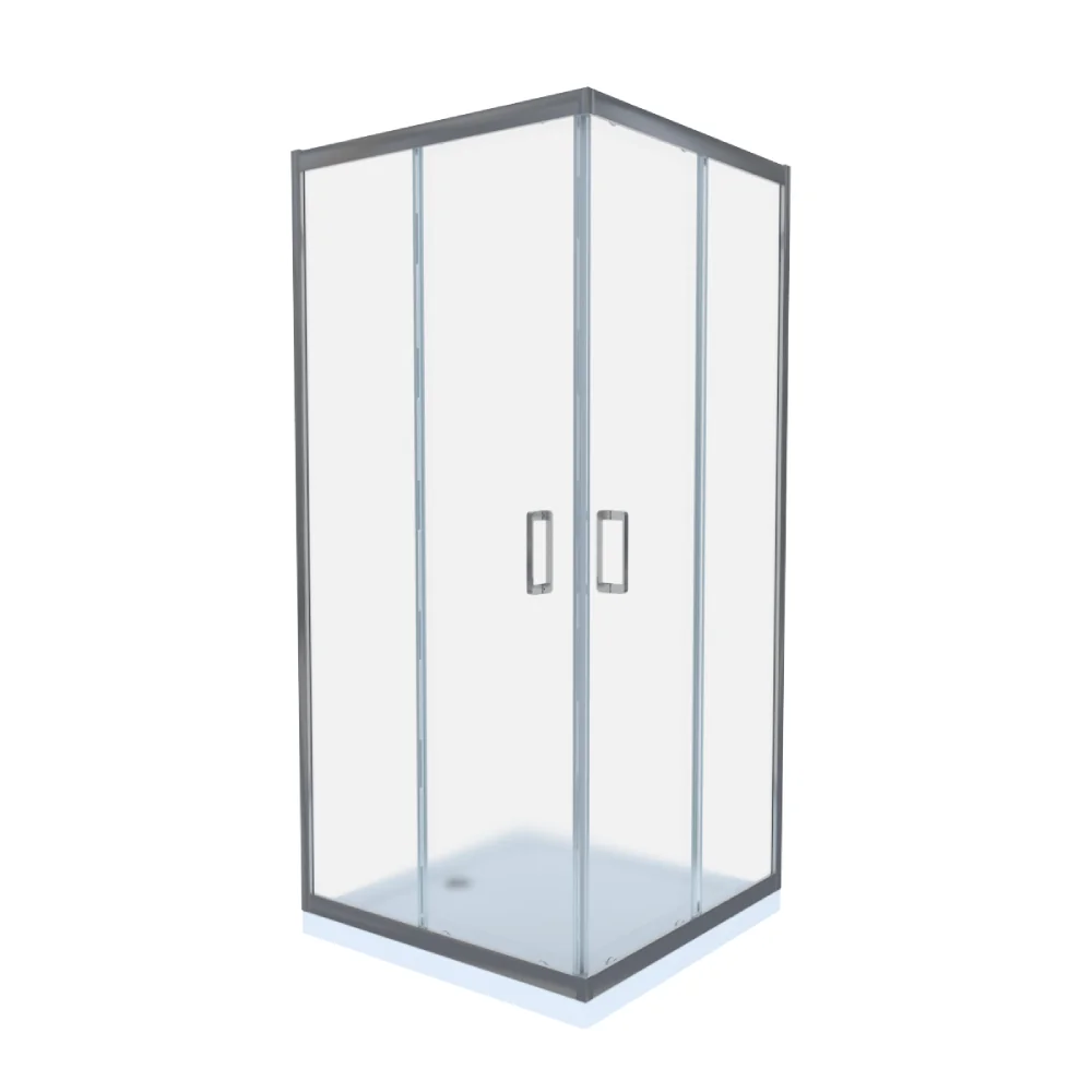 Cabina De Dus Simplă Celesta Titan Patrata Sticla Sablata 6 mm 80 x 80 x 190 cm Profil Crom