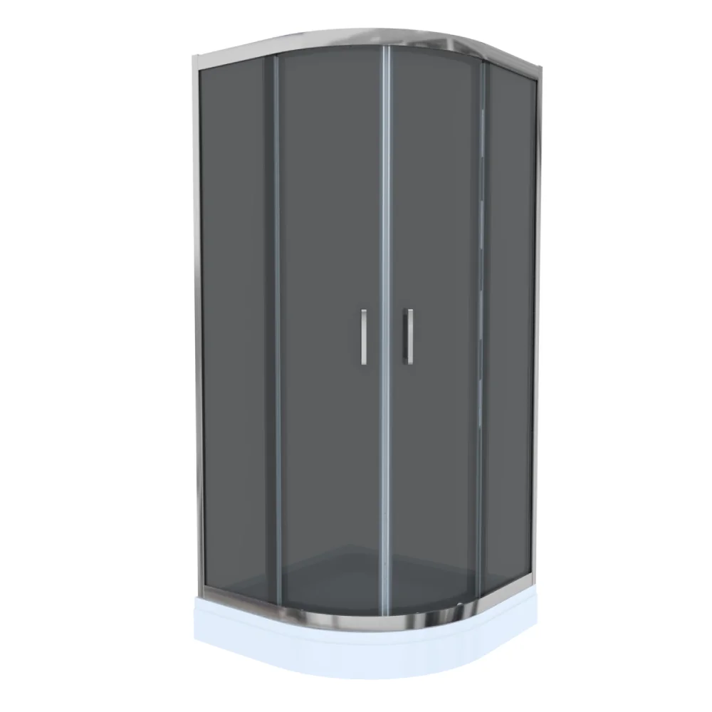 Cabina De Dus Simpla Celesta Titan Semirotunda Sticla Fumurie 6 Mm 80 x 80 x 190 Cm Profil Crom