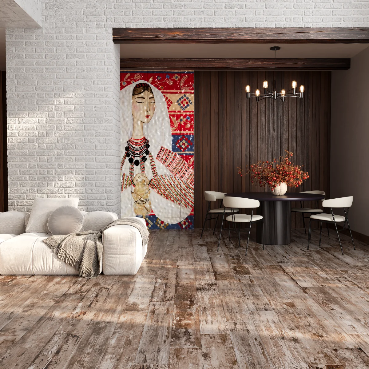 Gresie Tip Parchet Exterior / Interior Woodsman Honey Oak 20 x 120 cm Mata Portelanata