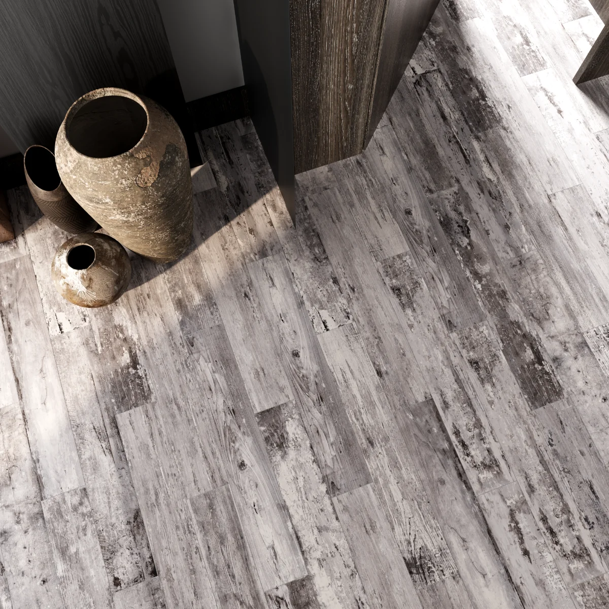 Gresie Tip Parchet Exterior / Interior Woodsman Country Ash 20 x 120 cm Mata Portelanata