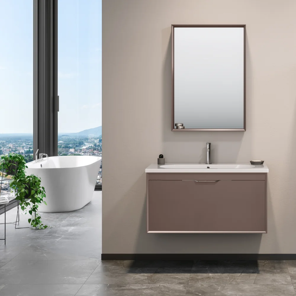 Set Mobilier Baie Orka Clay Suspendat 3 Piese Toprak 100 cm