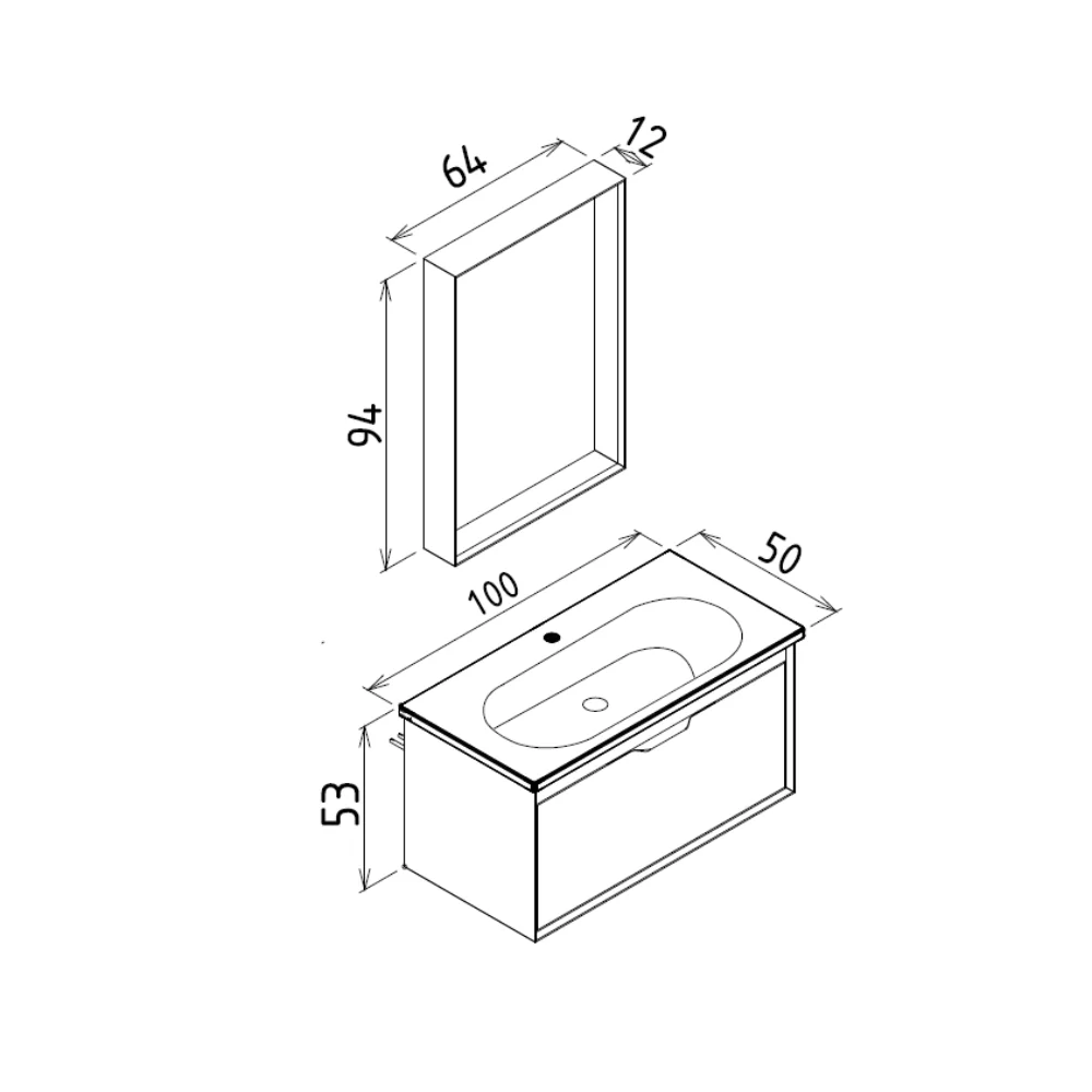 Set Mobilier Baie Orka Clay Suspendat 3 Piese Sahra 100 Cm