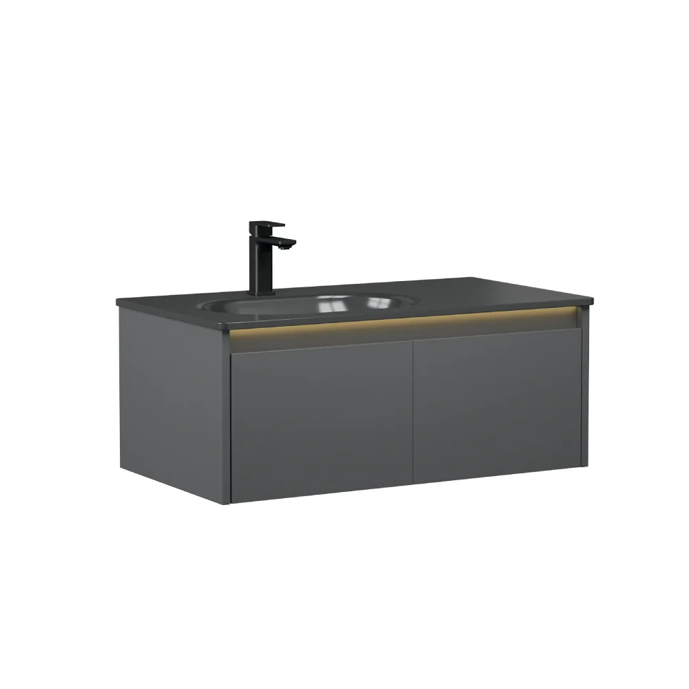 Set Mobilier Baie Orka Lisbon Suspendat 3 Piese Anthracite 90 Cm