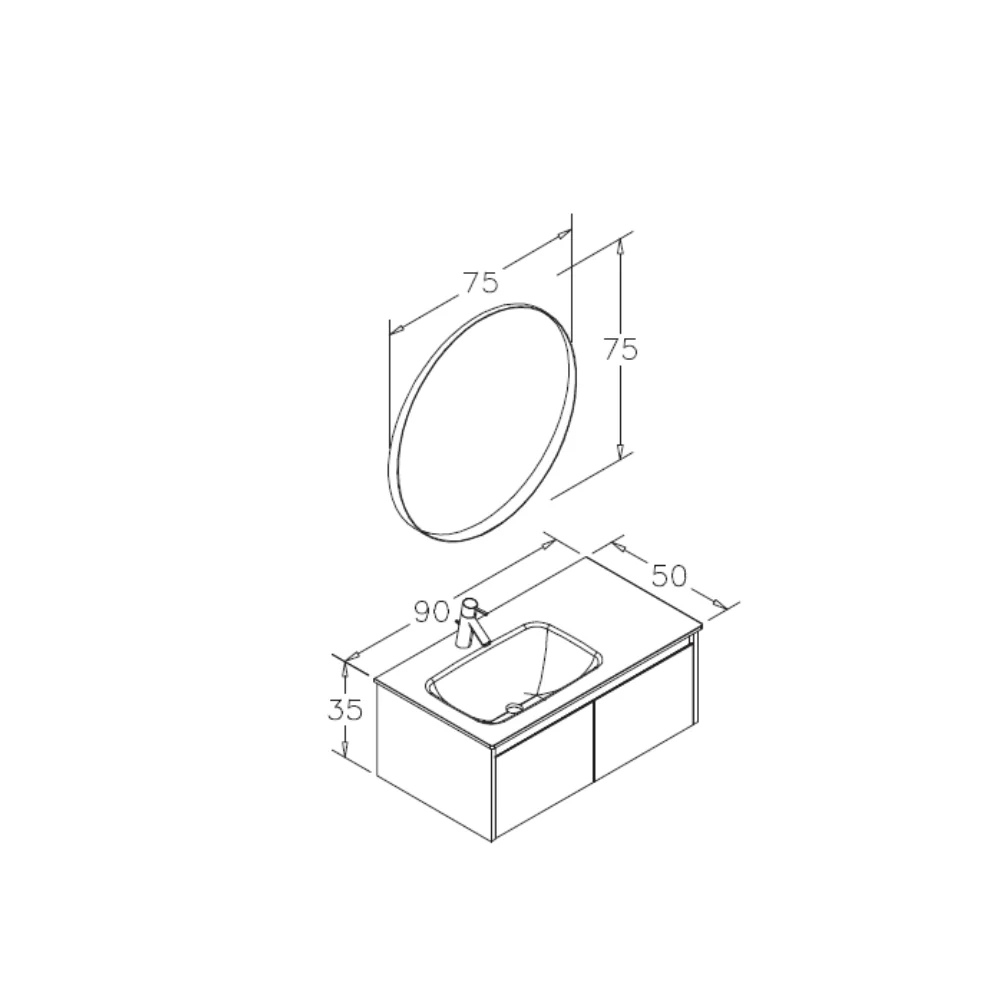 Set Mobilier Baie Orka Lisbon Suspendat 3 Piese Anthracite 90 Cm