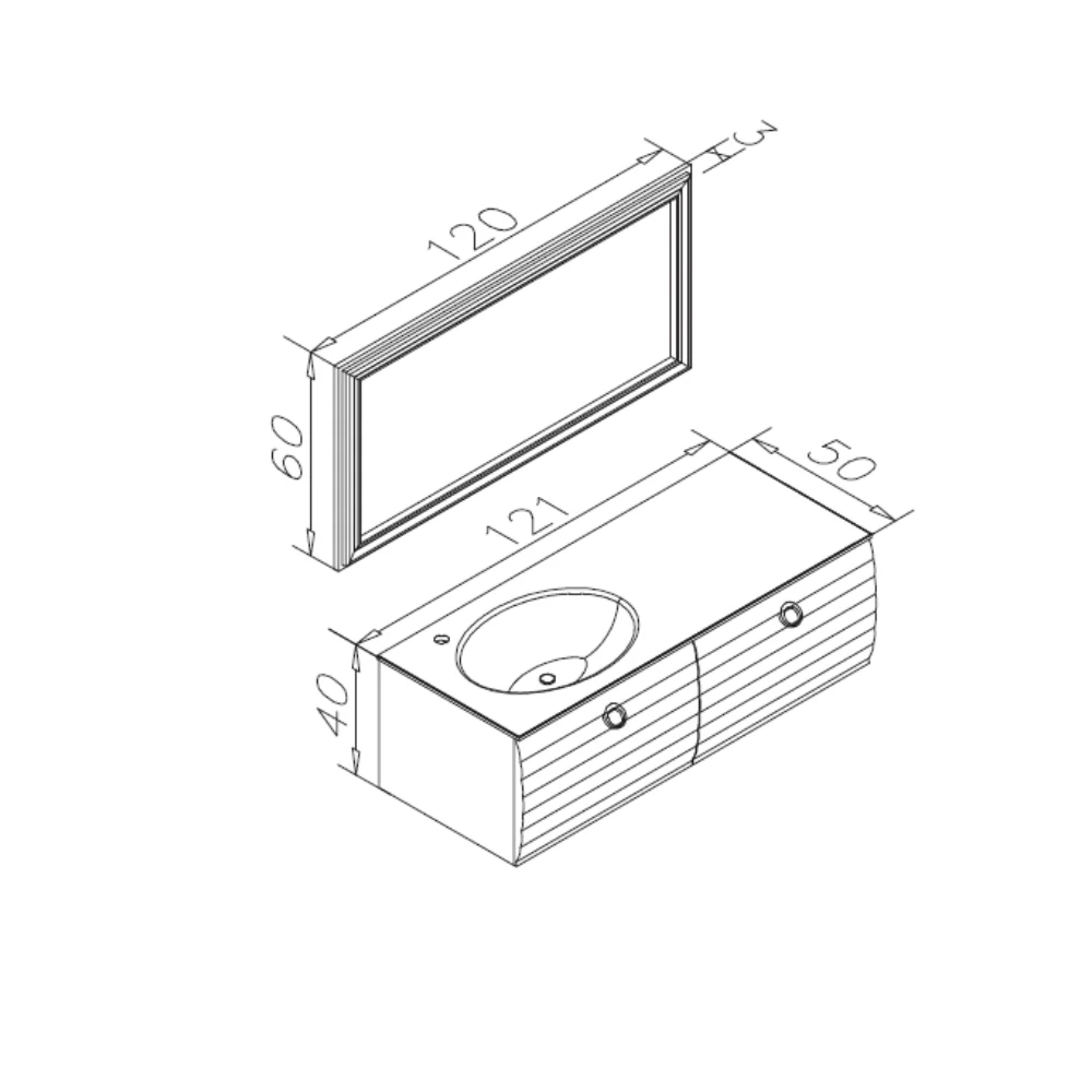Set Mobilier Baie Orka Anzer Suspendat 3 Piese Alb 120 Cm