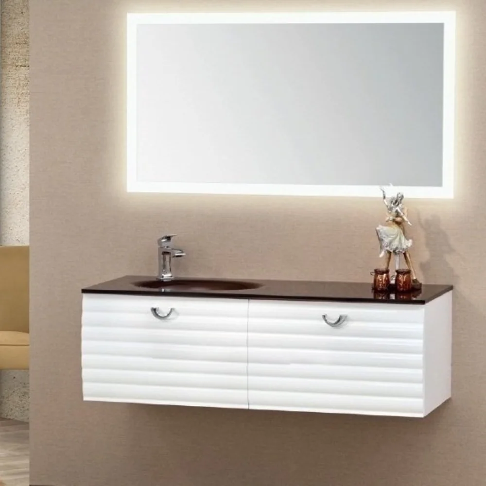 Set Mobilier Baie Orka Anzer Suspendat 3 Piese Alb 120 Cm