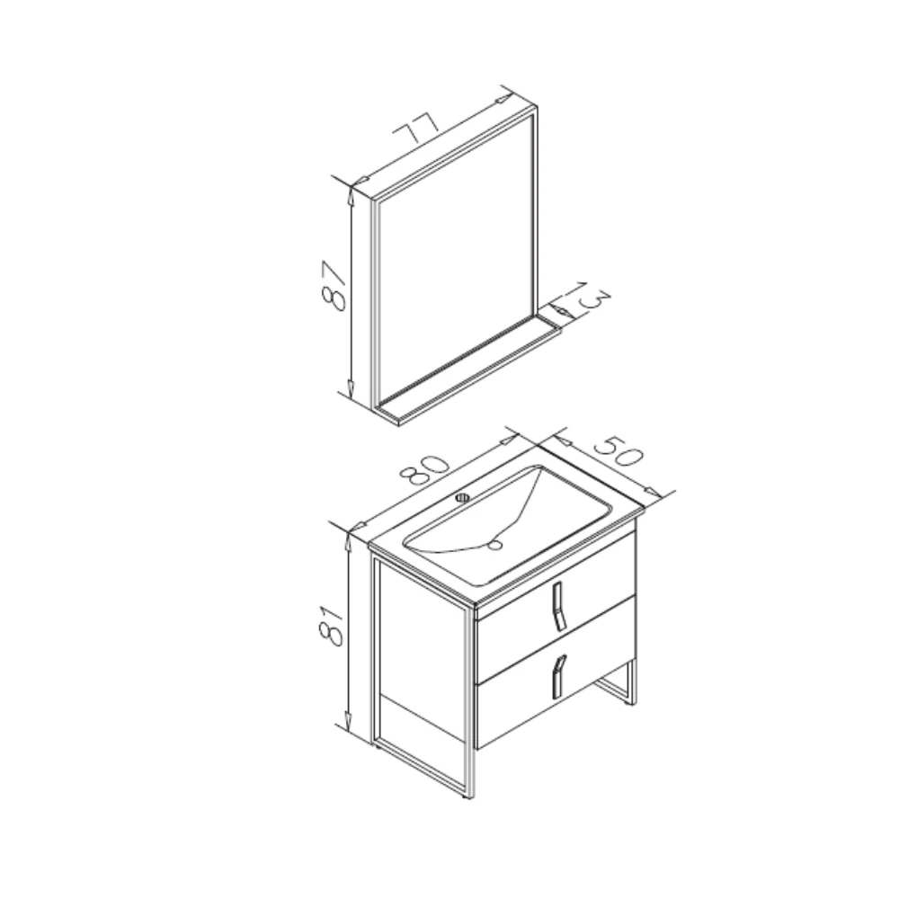 Set Mobilier Baie Orka Modena 3 Piese Cappuccino 80 Cm