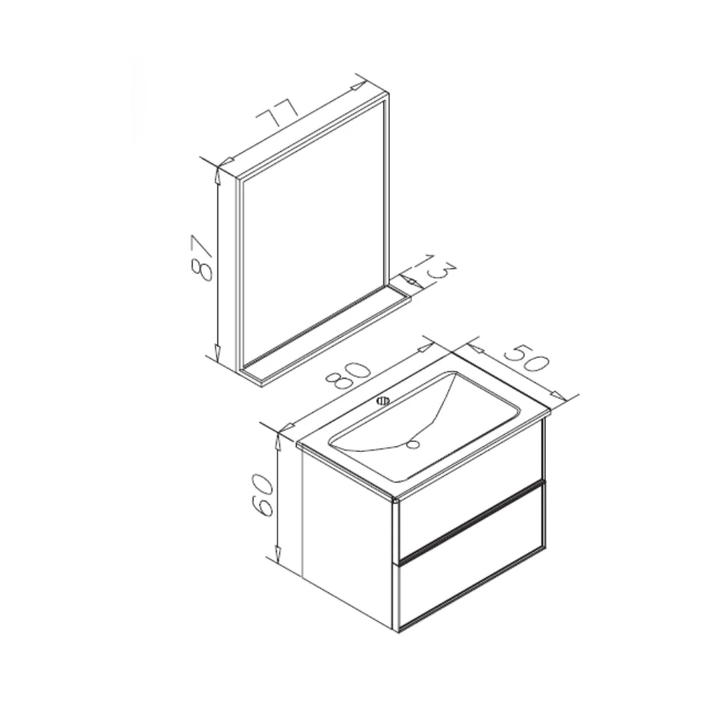 Set Mobilier Baie Orka Lucca Suspendat 3 Piese Irony 80 Cm