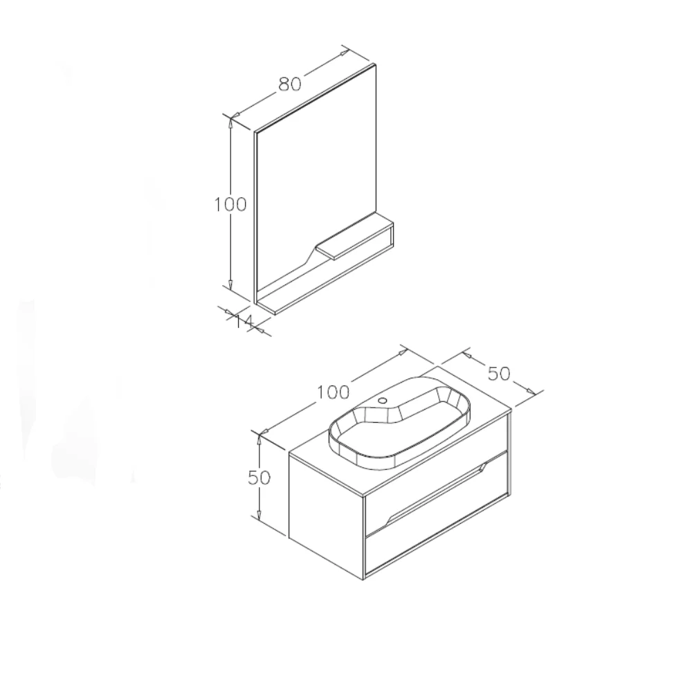 Set Mobilier Baie Orka Galia Suspendat 3 Piese Legnano 100 cm