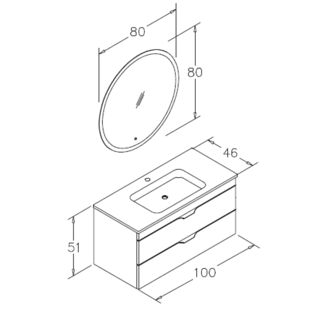 Set Mobilier Baie Orka Vento Suspendat 3 Piese Dublin 100 Cm