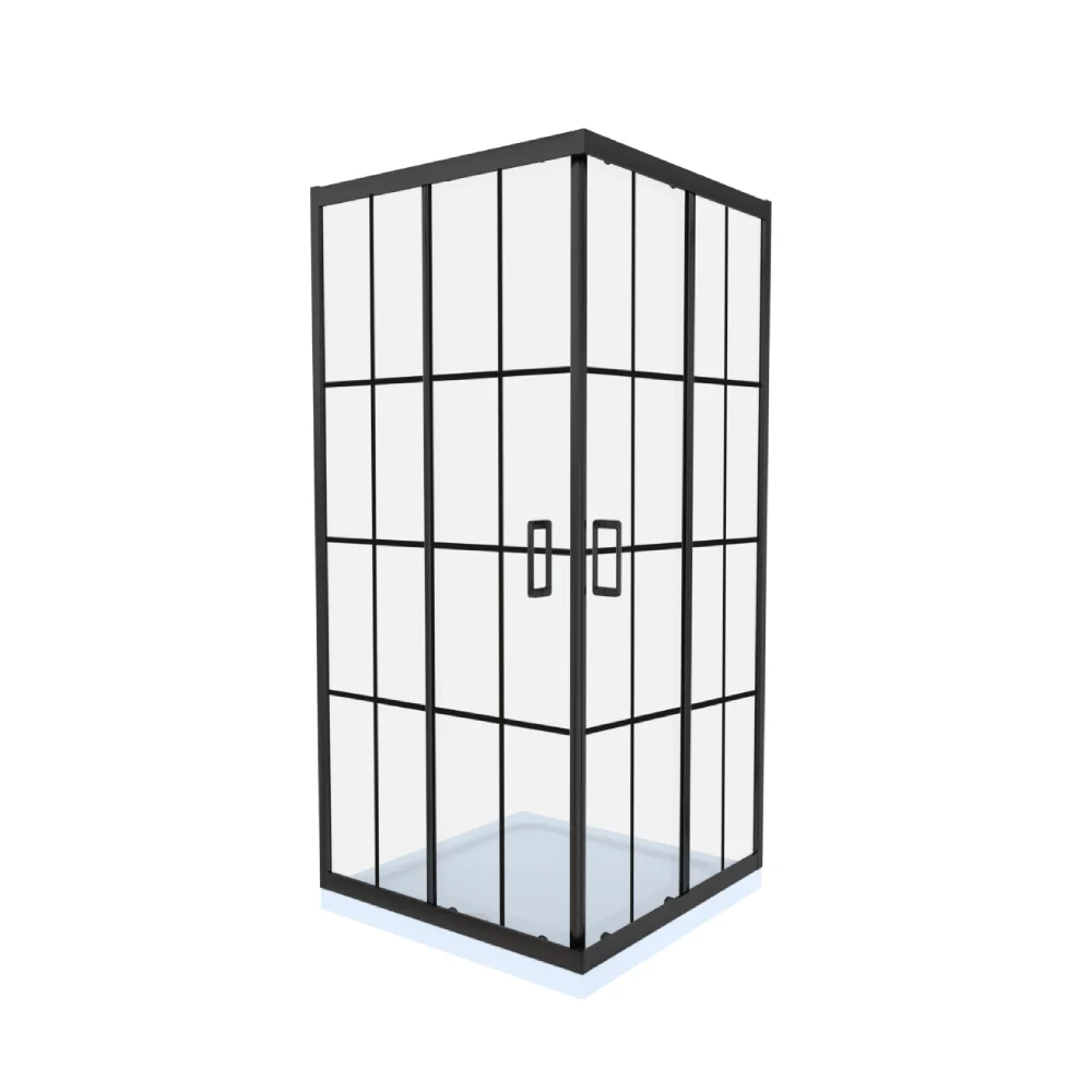 Cabina De Dus Simpla Celesta Titan Patrata Sticla Cu Model Windows 101 6 Mm 90 X 90 X 190 Cm Profil Negru