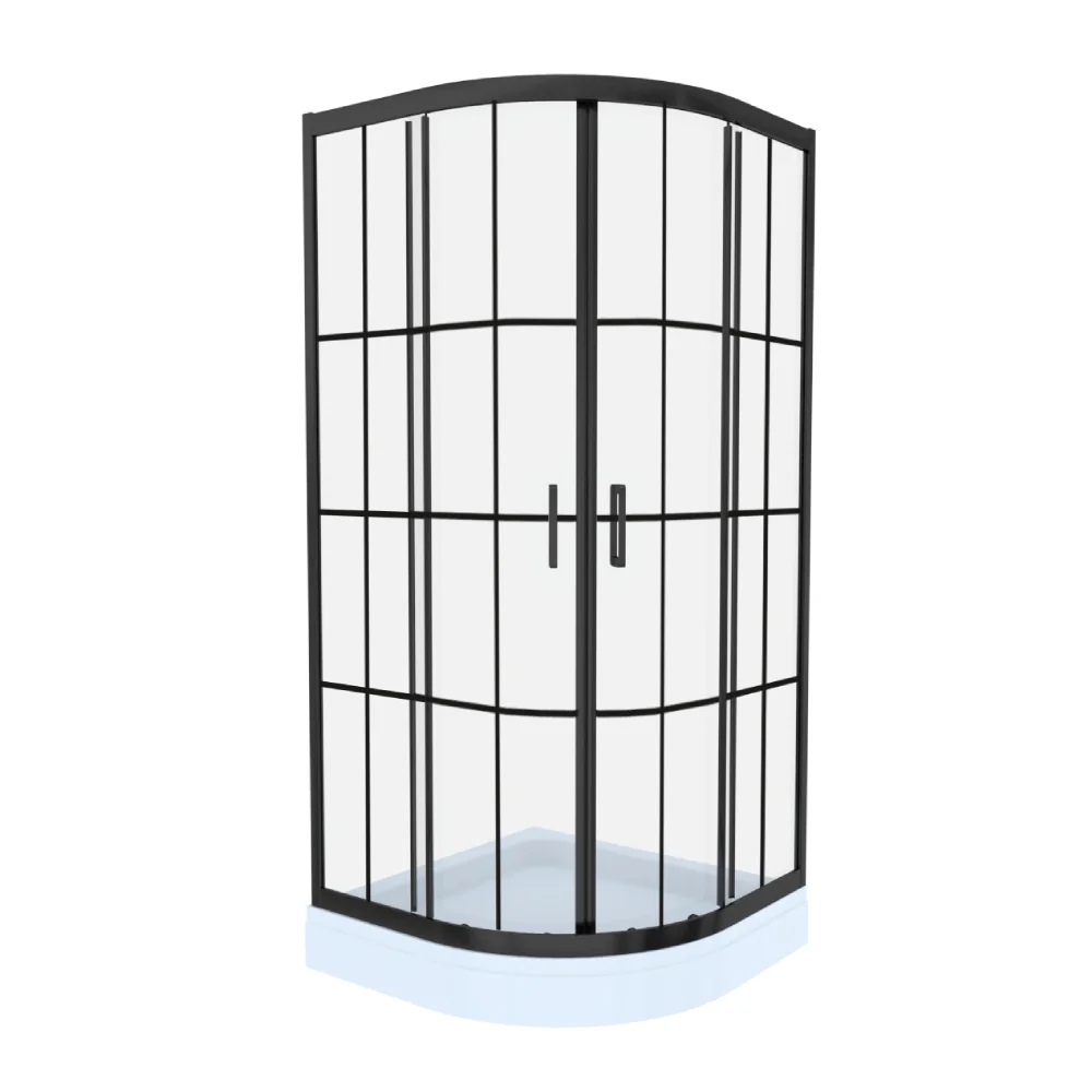 Cabina De Dus Simpla Celesta Titan Semirotunda Sticla Cu Model WINDOWS 101 6 mm 80 x 80 x 190 cm Profil Negru