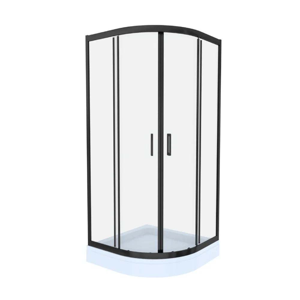 Cabina De Duș Simplă Celesta Titan Semirotundă Sticlă Transparentă 6 mm 90 x 90 x 190 cm Profil Negru