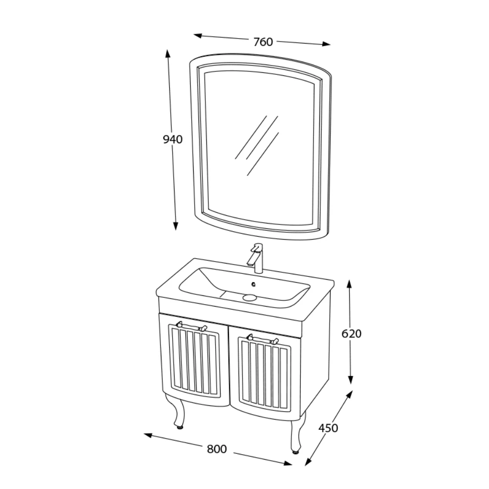 Set Mobilier Baie Pera 3 Piese Alb-Auriu 80 cm