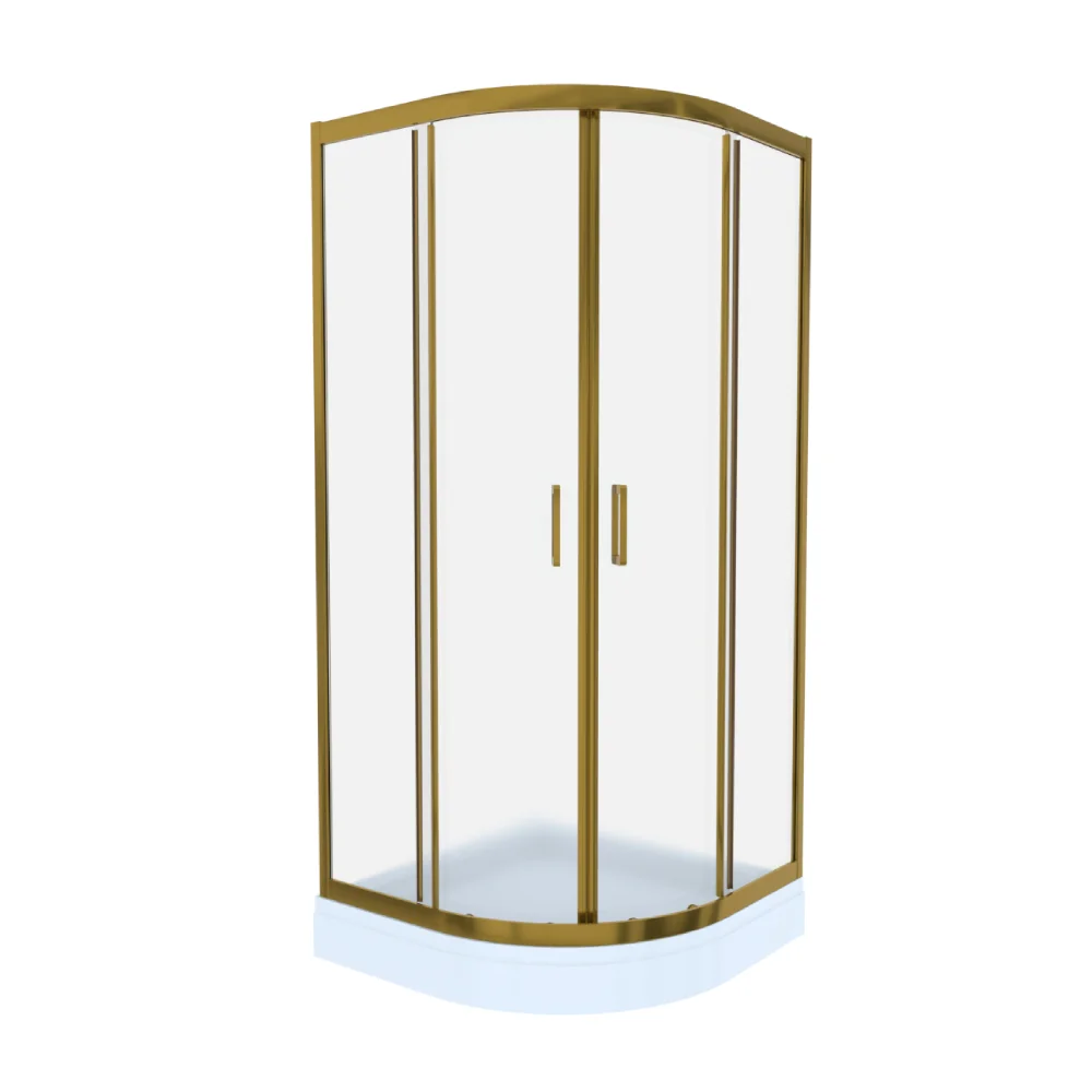 Cabina De Dus Simpla Celesta Titan Semirotunda Sticla Sablata 6 mm 80 x 80 x 190 cm Profil Auriu