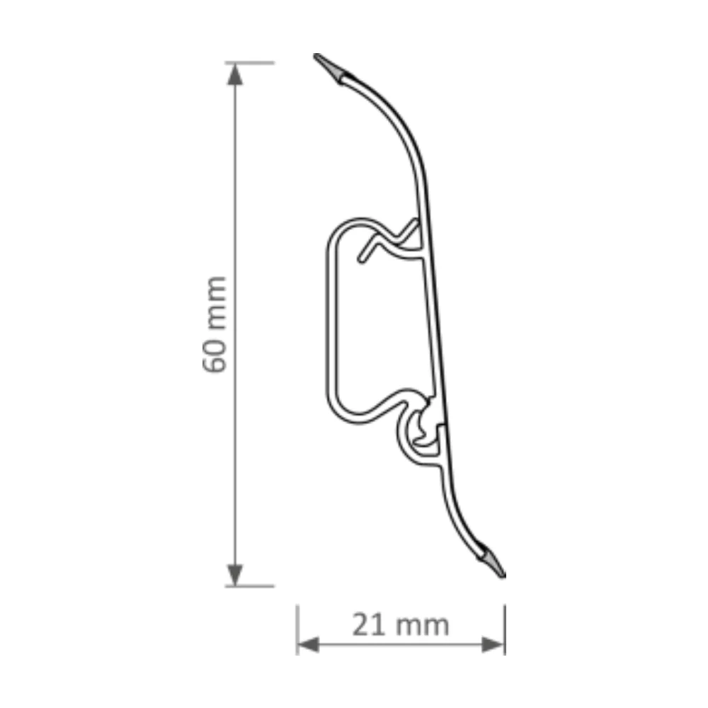 Plinta PVC Parchet Laminat Korner LP55 2500 x 60 x 22 mm Alb