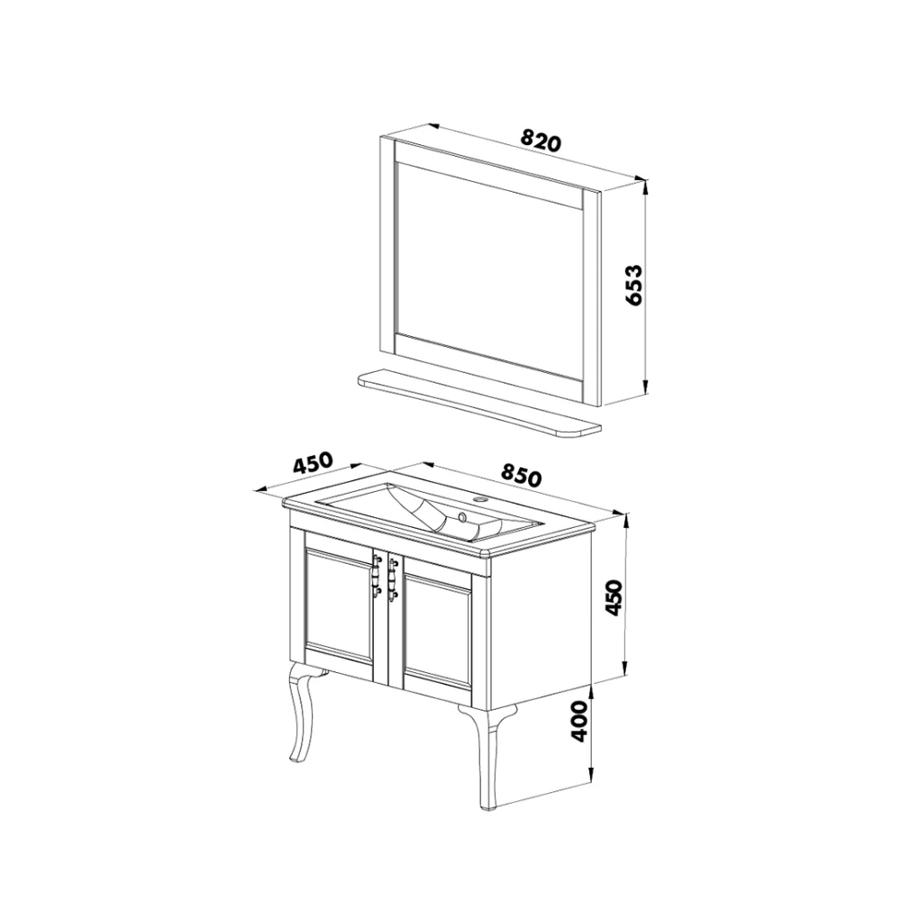 Set Mobilier Baie Virgo 3 Piese Alb 85 Cm