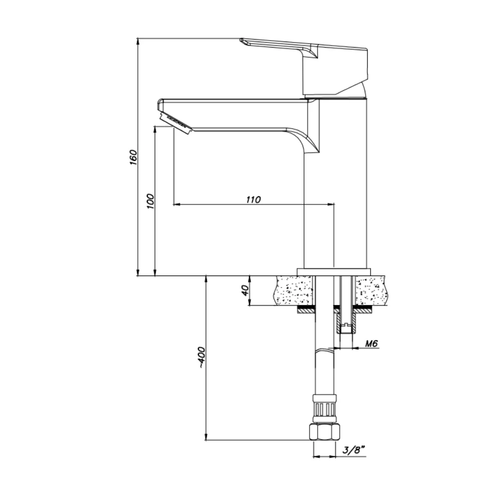 Baterie Lavoar Celesta Sierra Monocomanda Negru Mat