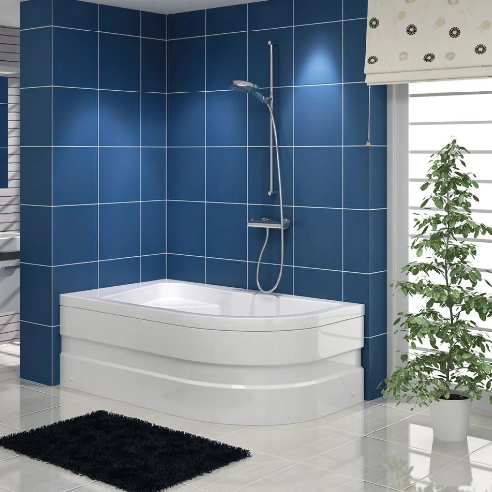 Cada Baie Pe Colt Celesta Antares Asimetrica Cu Masca Si Suport Acril 150 x 100 Cm Stanga